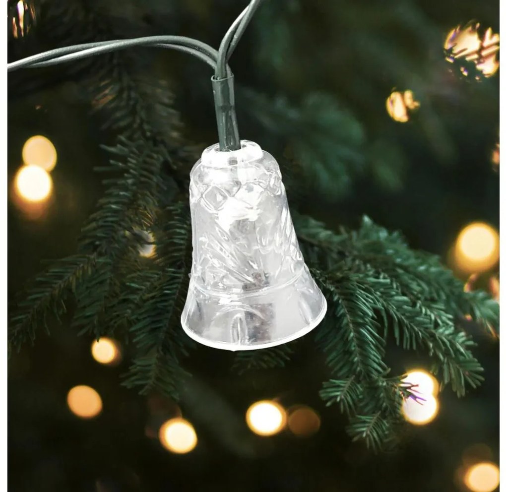 LED Коледен външен гирлянд 20xLED/2xAA 2,2 m IP44 многоцветни звънчета