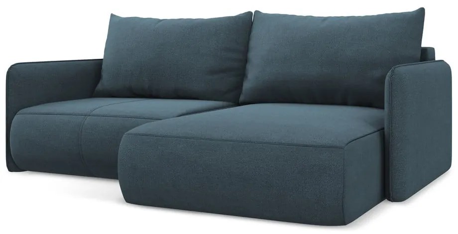 Син разтегателен ъглов диван с място за съхранение (десен ъгъл) Nanea – Makamii