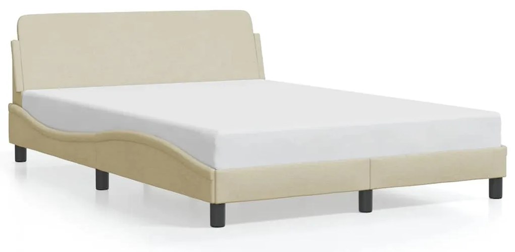 373170 vidaXL Рамка за легло Dover, кремава, 140x190 см, плат