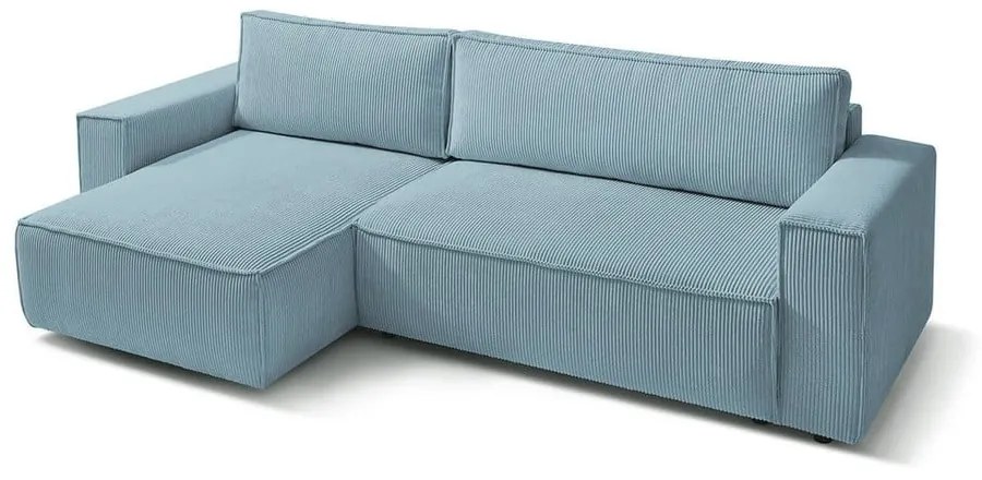 Светлосин велурен разтегателен диван Nihad - Bobochic Paris