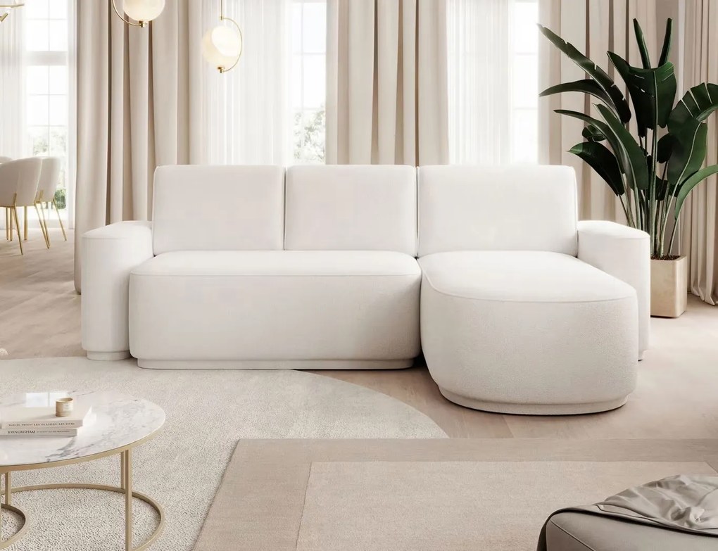 Ъглов диван Luxora-Бял-вдясно