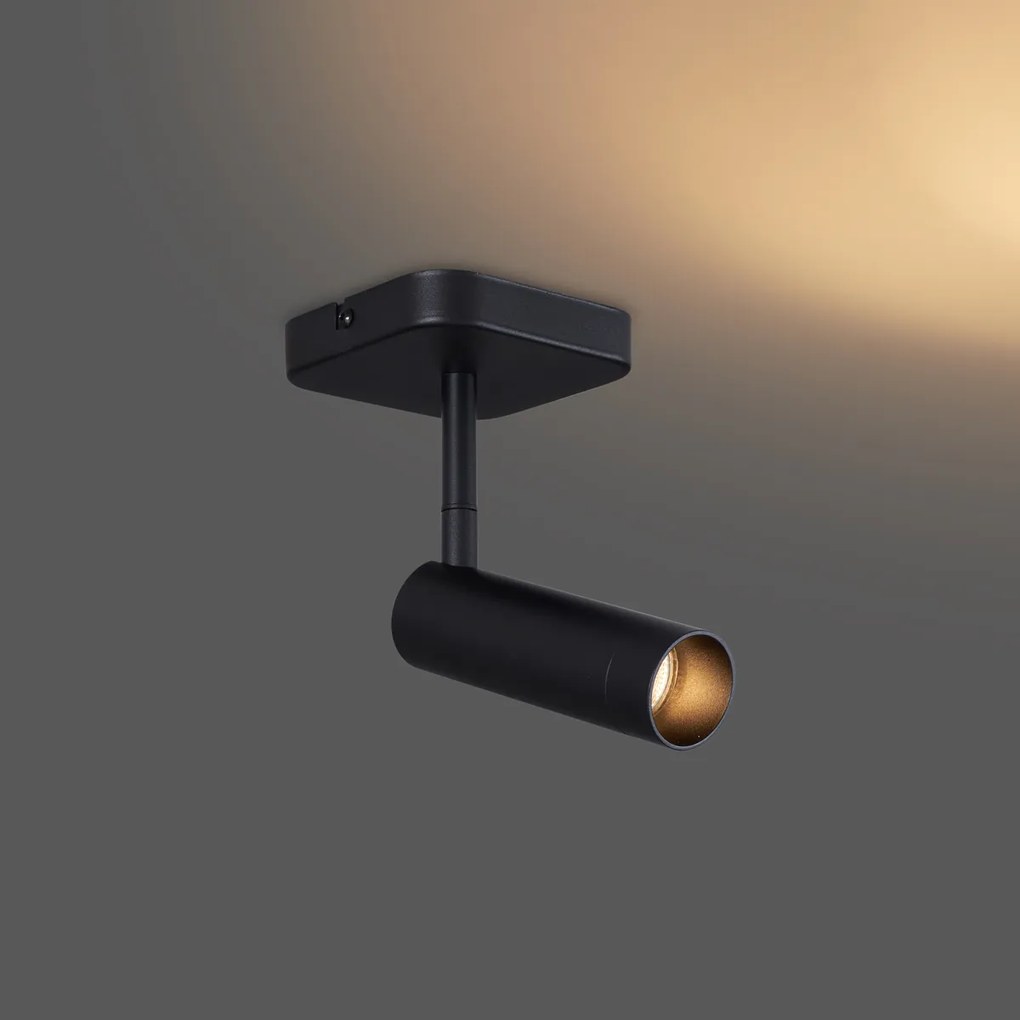 Модерен таванен прожектор черен кръгъл GU10 35mm въртящ се и накланящ се - Kate