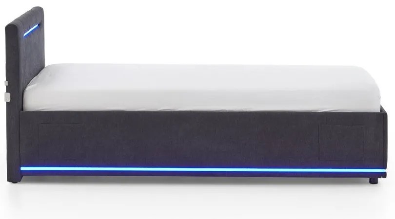 Тъмносиво тапицирано детско легло 90x200 cm с място за съхранение с включена подматрачна рамка Circle – Meise Möbel