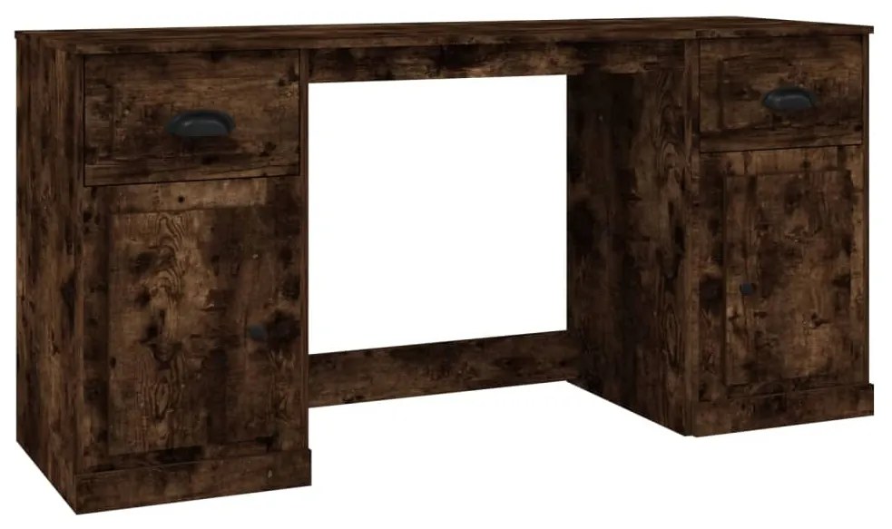 3185332 vidaXL Бюро със страничен шкаф, опушен дъб, инженерно дърво