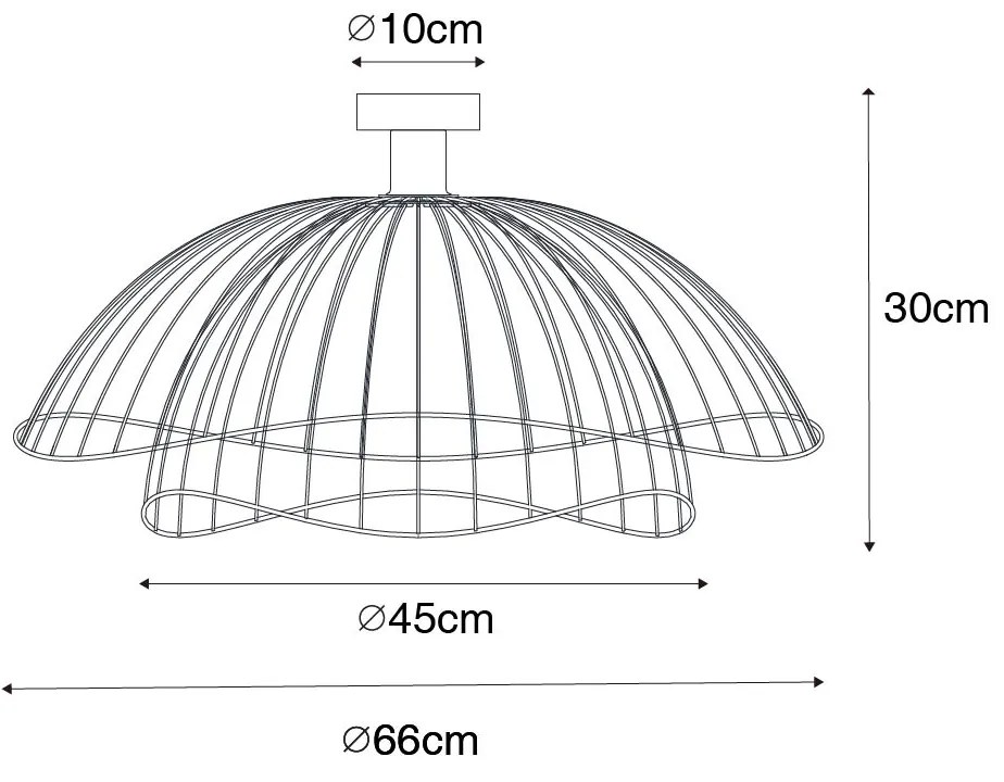 Дизайнерска таванна лампа бронз с двоен абажур 45 см - Pua