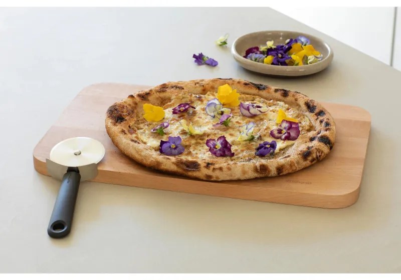 Нож за пица Brabantia Tasty+ 1008888, Предпазител, Халка за окачване, Закалена стомана, Тъмносив