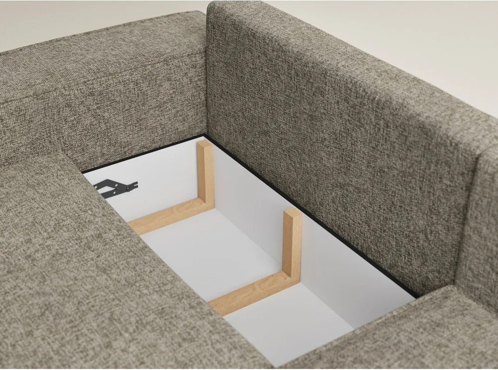 Кафяв шенилов сгъваем/с място за съхранение ъглов диван (десен ъгъл/L форма) Tonga – Maison de Rêve