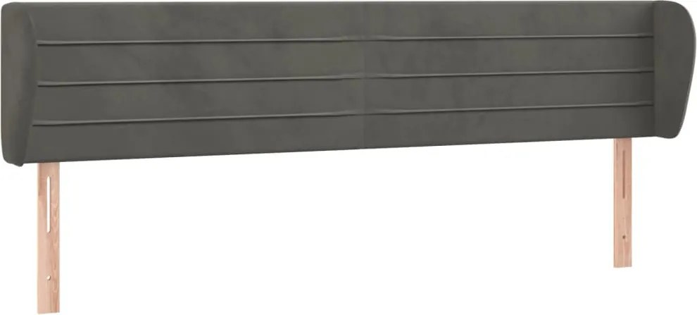 3117345 vidaXL Горна табла за легло с уши, тъмносива, 183x23x78/88 см, кадифе