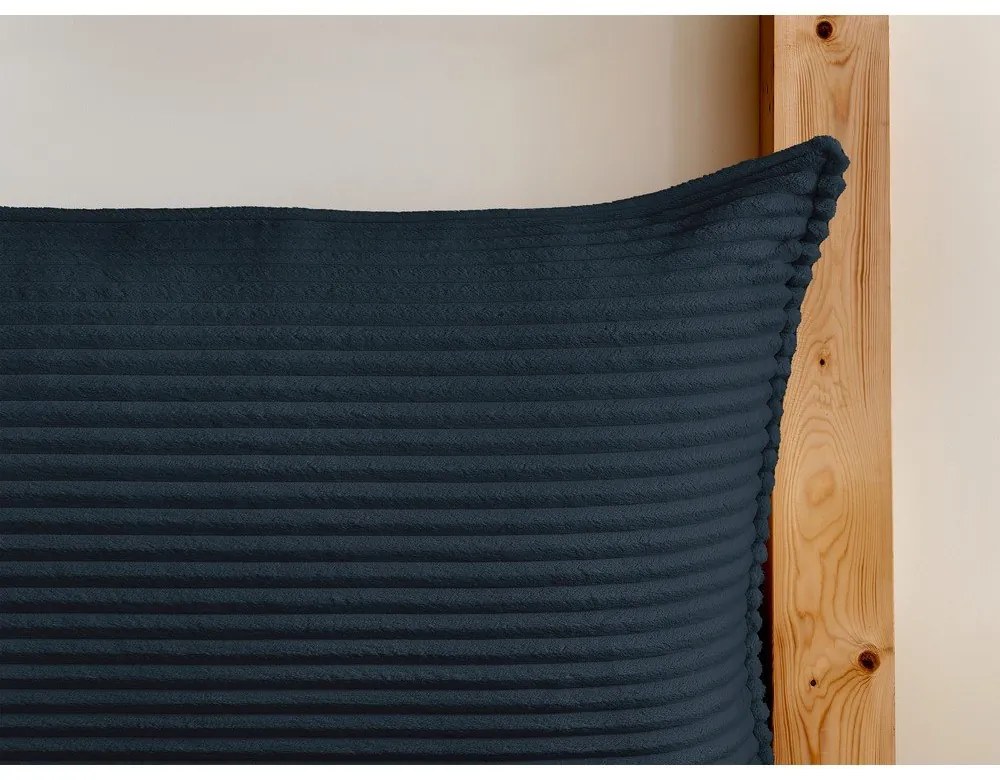 Тъмносиньо двойно тапицирано легло с място за съхранение с включена подматрачна рамка 180x200 cm Jade – Bobochic Paris