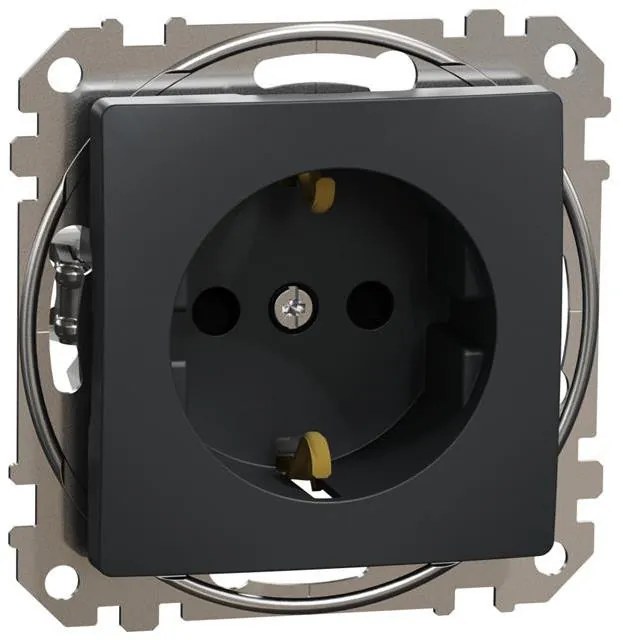 SE Контакт шуко с детска защита авт. цвят Антрацит Sedna  - SDD114022