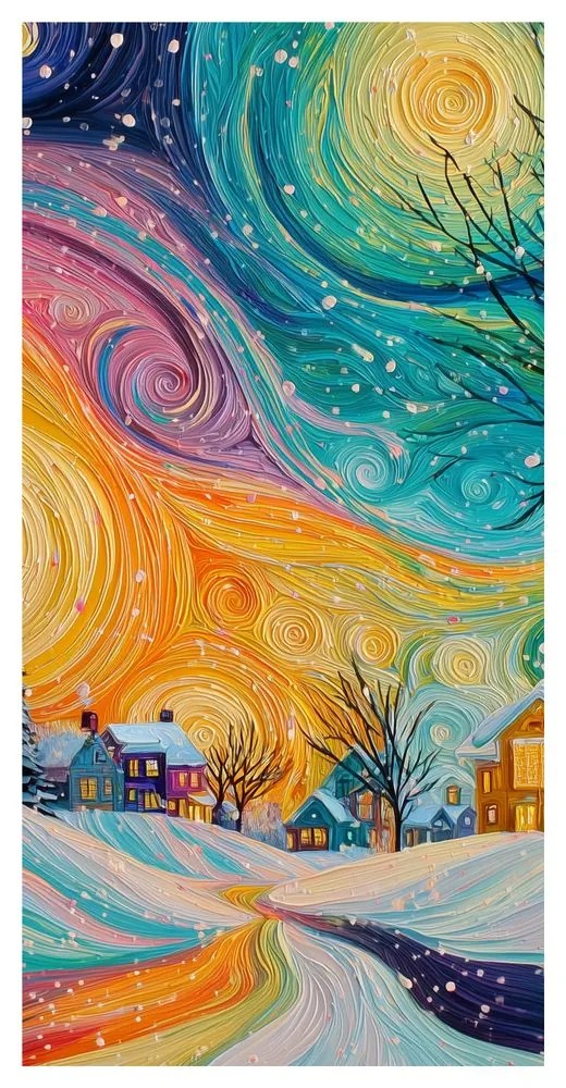 Картина на платно – Коледно утро над селото