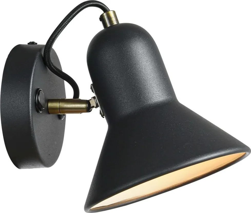 Стенно точково осветително тяло ASTAMA 1xE27/40W/230V черно/месинг