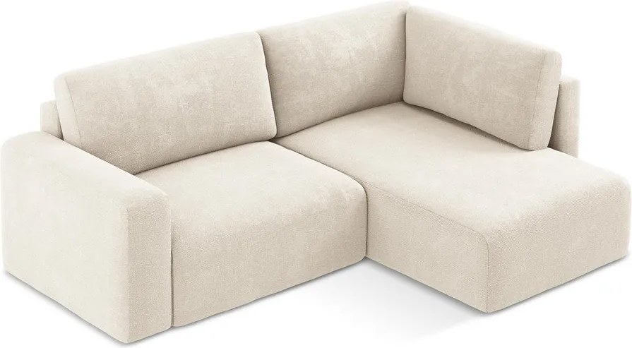 Кремав шенилов сгъваем/с място за съхранение ъглов диван (десен ъгъл/L форма) Kona – Makamii