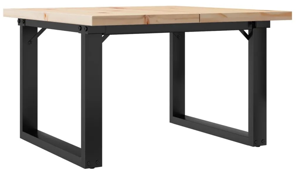 3282726 vidaXL Кафе маса О-образна рамка 60x60x40,5 см бор масив и стомана
