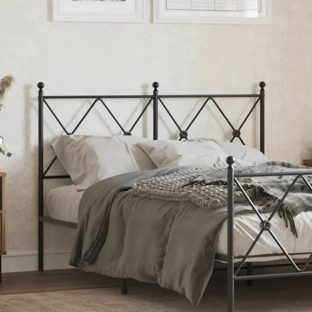 376533 vidaXL Метална резервна табла за легло, черна, 120 см