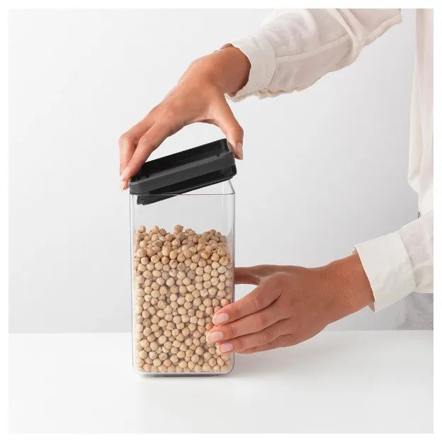 Буркан за съхранение Brabantia Tasty+ 1001172, 1.6 л, Подходящ за съдомиялна и хладилник, Тъмносив