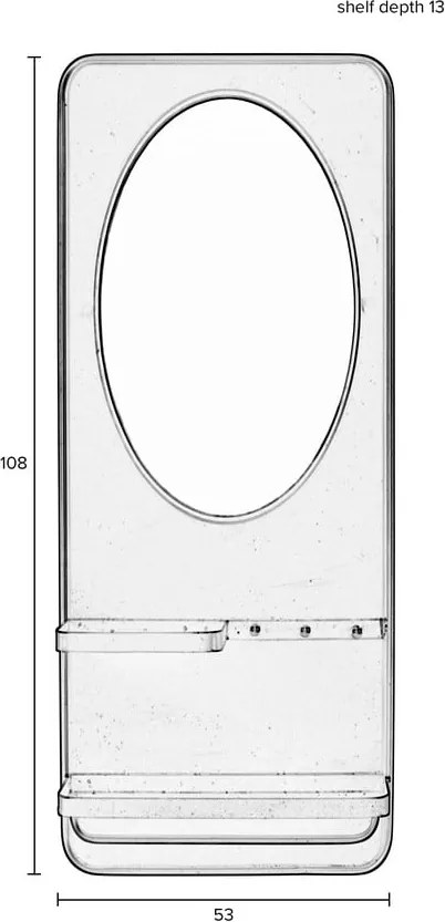 Стенно огледало с рафт 53x108 cm Pascal - White Label