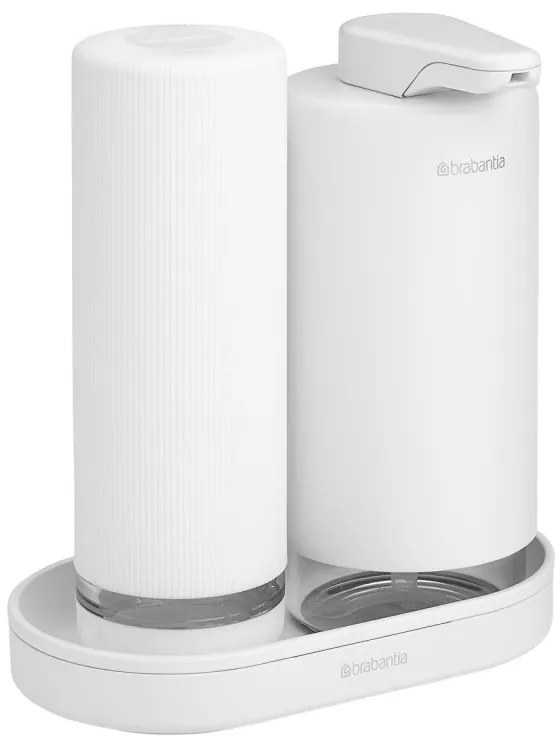 Комплект 2 бр дозатори Brabantia SinkStyle 1008505, Подходящи за препарати за ръце и съдове, 200 мл, Минерализирано покритие, Бял