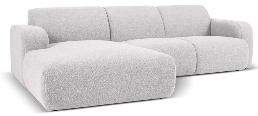 Светлосив ъглов диван от плат букле (ляв ъгъл) Molino - Micadoni Home