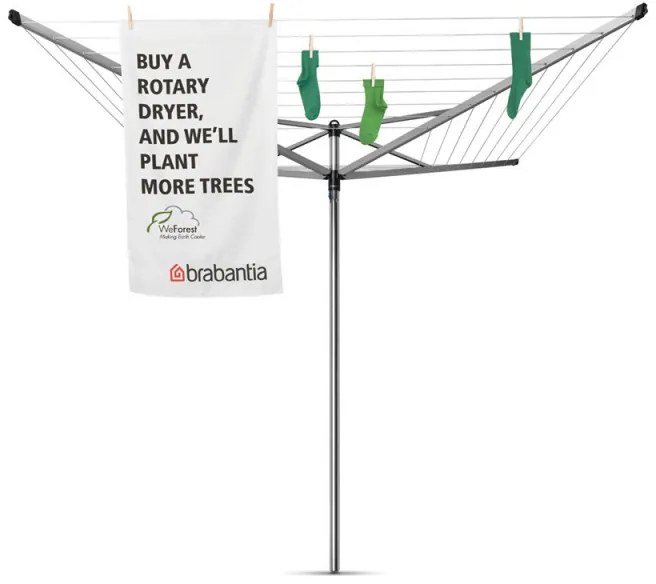 Външен простор Brabantia TopSpinner 1003461, 50 м, Метален шиш за вкопаване, Резистентен на корозия, Инокс