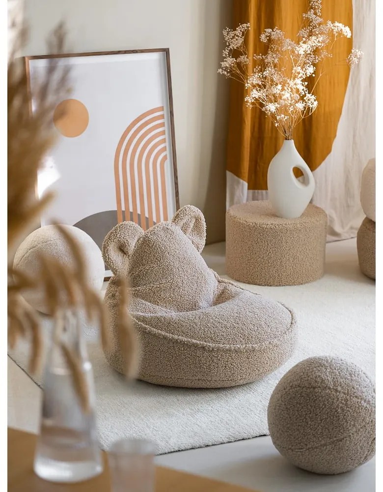 Светлокафяв детски пуф от букле Bear – Wigiwama