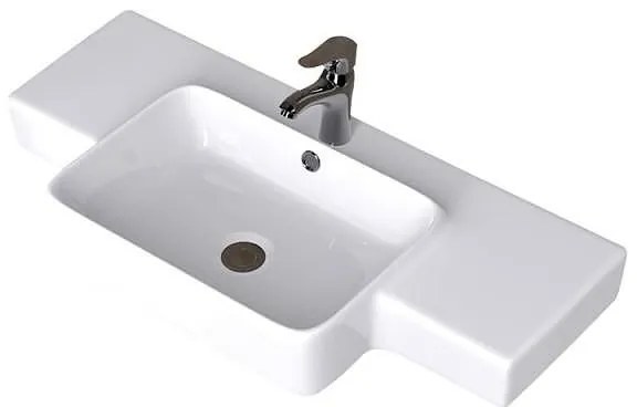 Мивка за баня ICC 8713, Inter Ceramic, стенен монтаж, с отвор за смесител, порцелан, бял, 87x43x13см