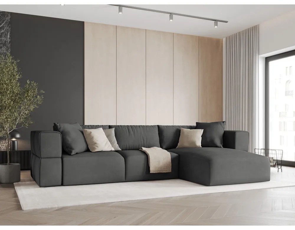 Тъмносив ъглов диван, десен ъгъл Esther – Milo Casa