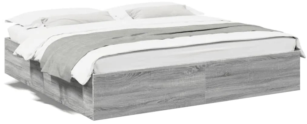 3280991 vidaXL Рамка за легло, сив сонома, 200x200 см, инженерно дърво