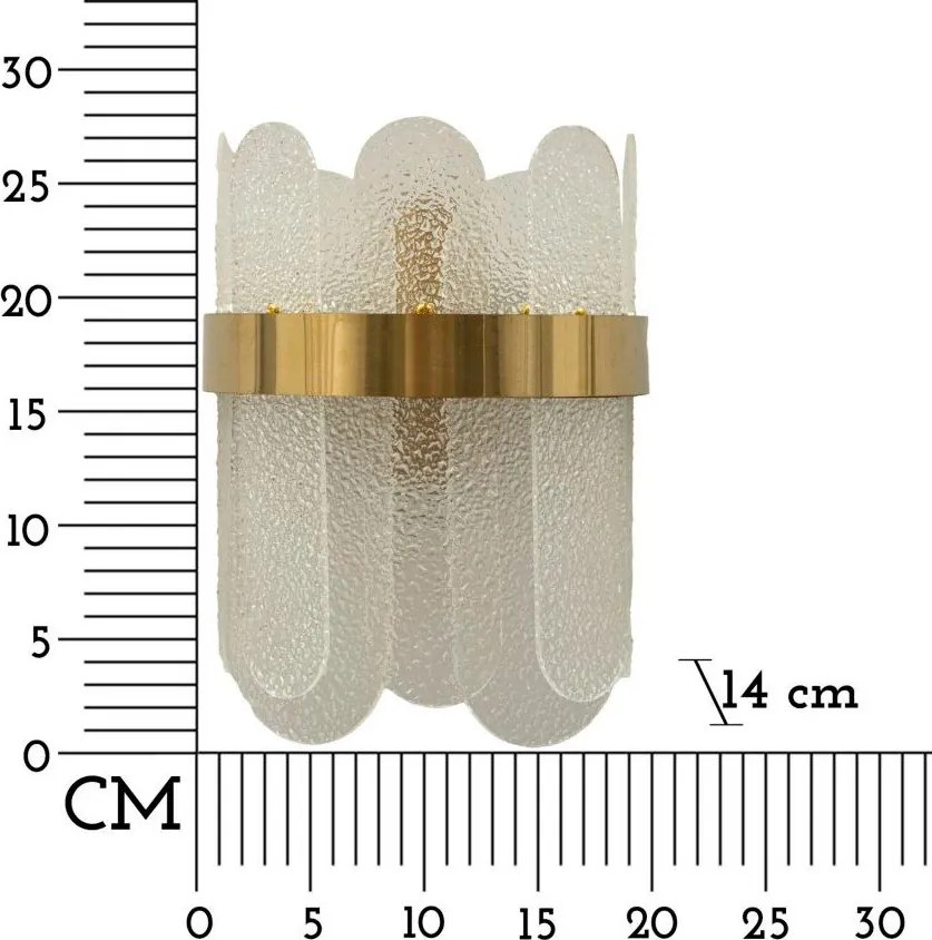 Стъклена стенна лампа в златист цвят Gris – Mauro Ferretti