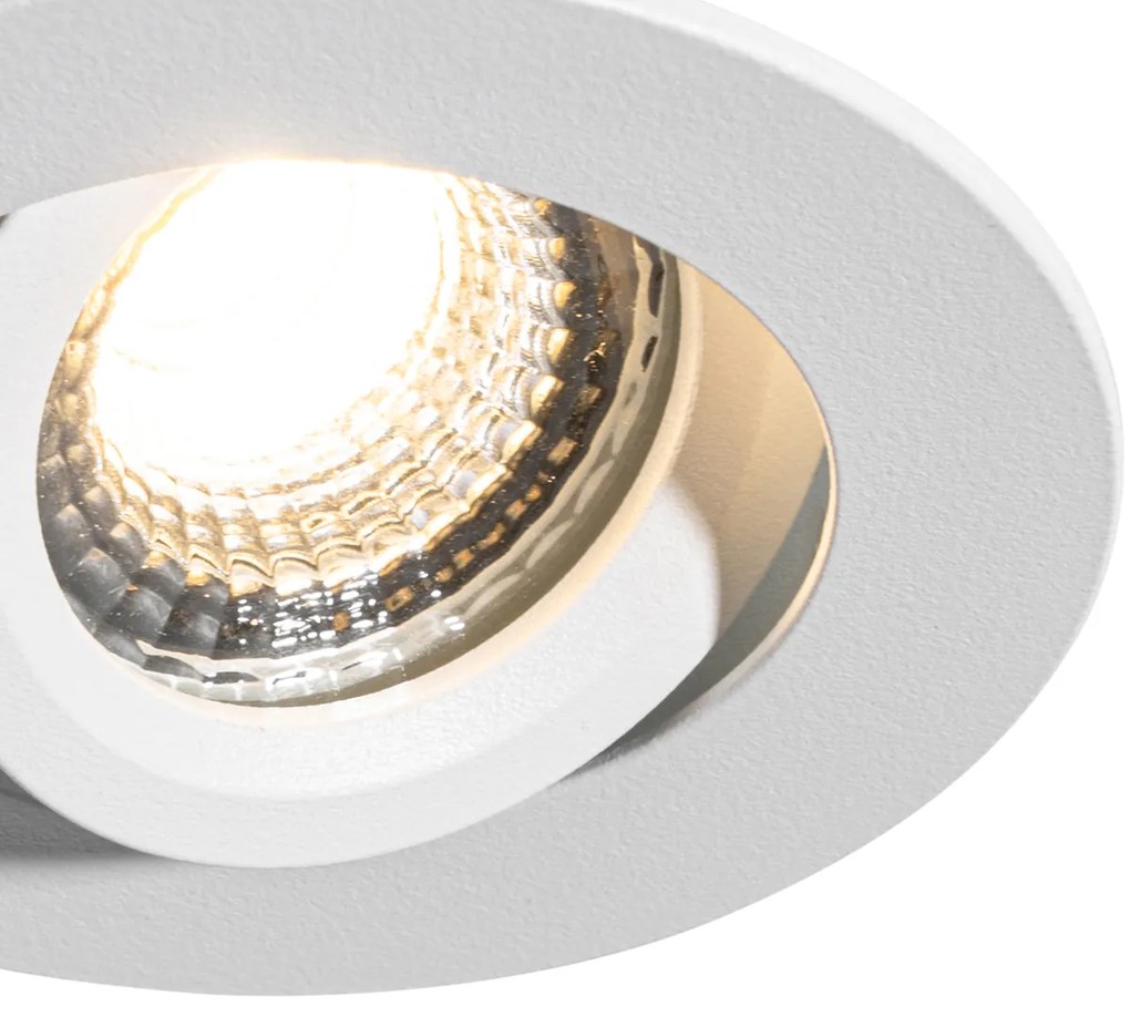 Set van 6 inbouwspots wit kantelbaar 6,5cm incl. LED IP54 ultra slim - Pupil