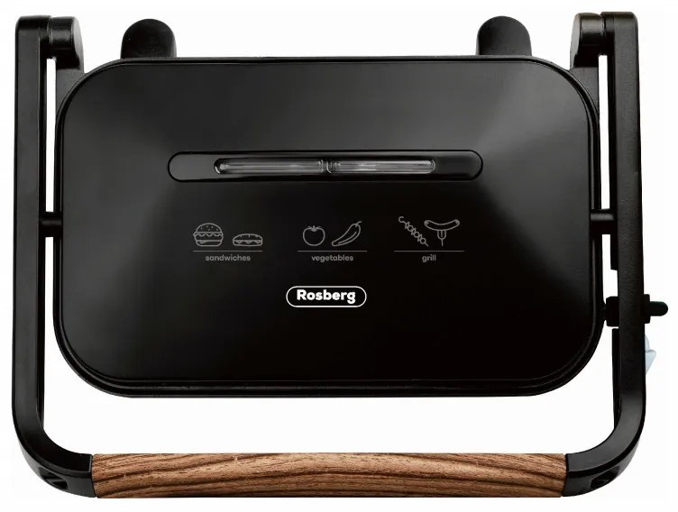 Сандвич тостер - скара Rosberg R51442K, 1300W, Защита срещу прегряване, Незалепващо покритие, Черен