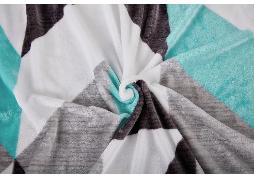 Сиво-тюркоазено единично спално бельо от микроплюш 140x200 cm Abstract – My House