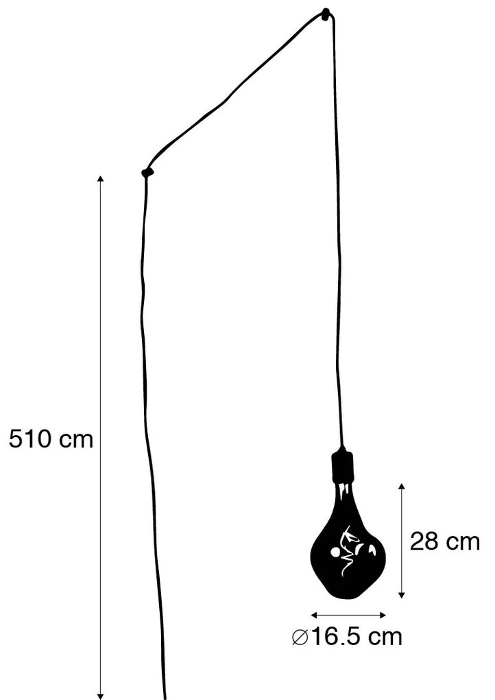 Висяща лампа черна с щепсел вкл. PS160 goldline dimmable - Cavalux