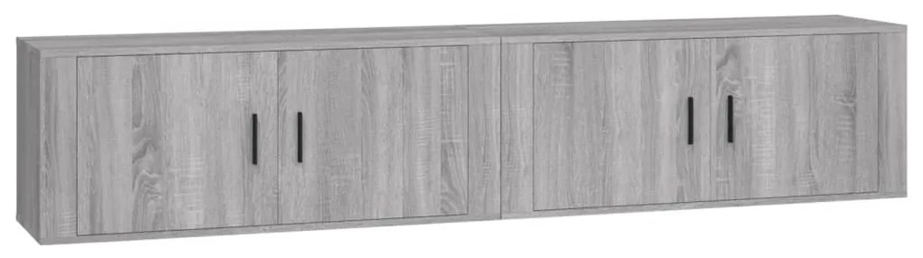 3188372 vidaXL ТВ шкафове със стенен монтаж, 2 бр, сив сонома, 100x34,5x40 см