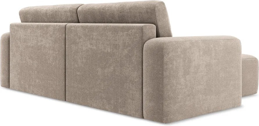 Бежов шенилов сгъваем/с място за съхранение ъглов диван (ляв ъгъл) Kona – Makamii