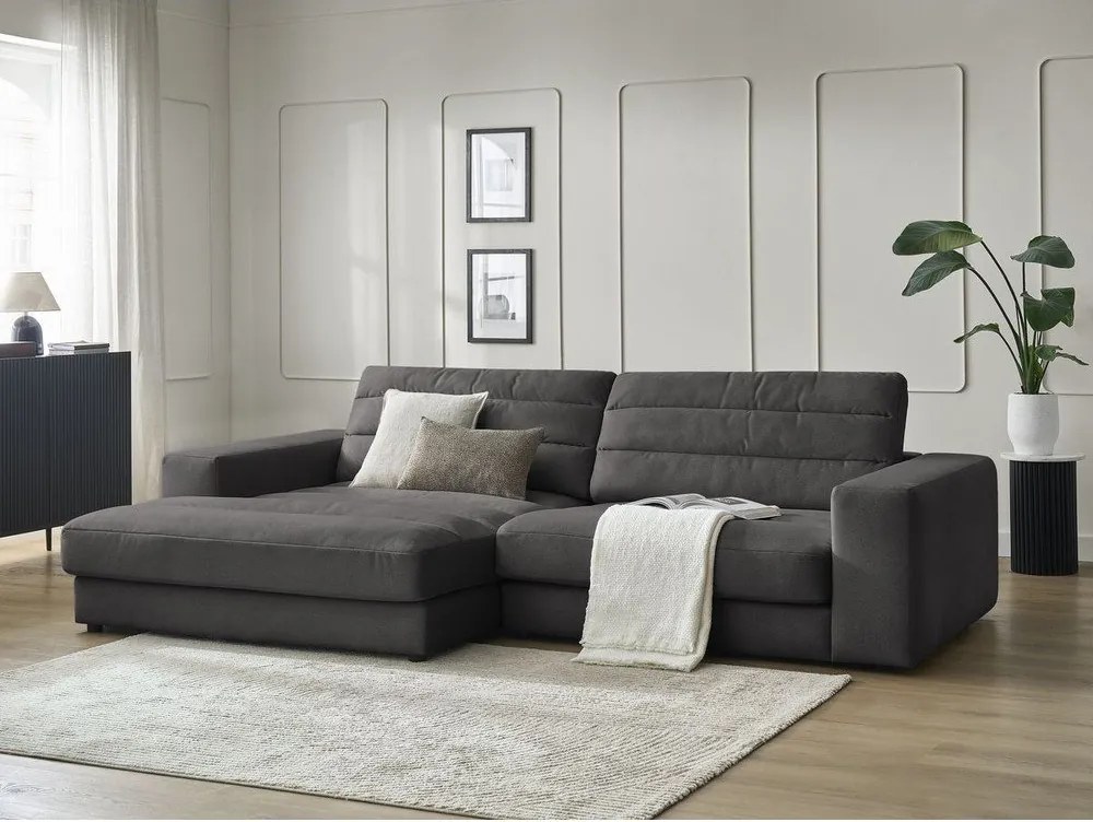 Антрацитен кадифен ъглов диван (ляв ъгъл) Sierra – Bobochic Paris