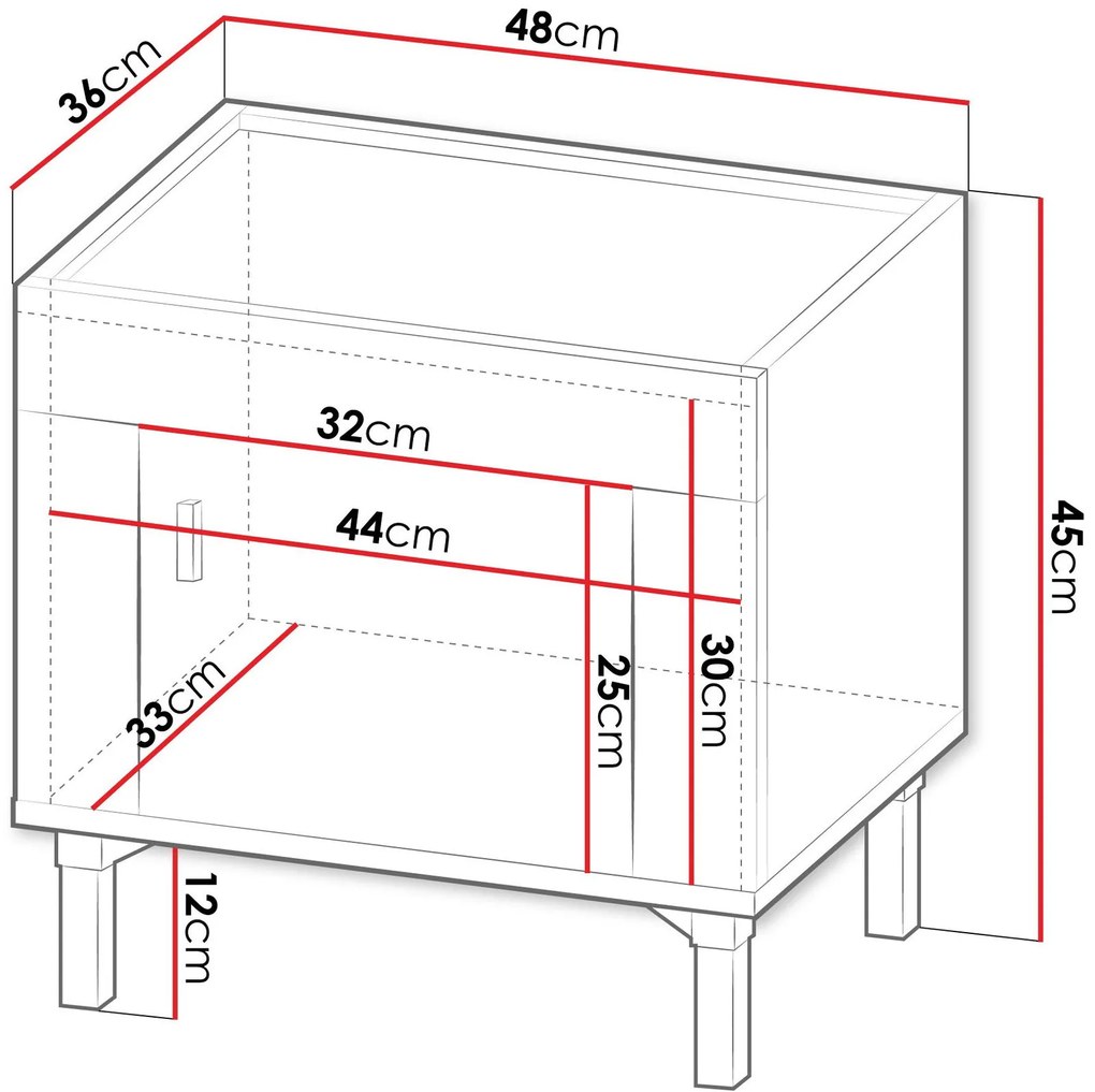 Нощно шкафче Mossa-Leuko