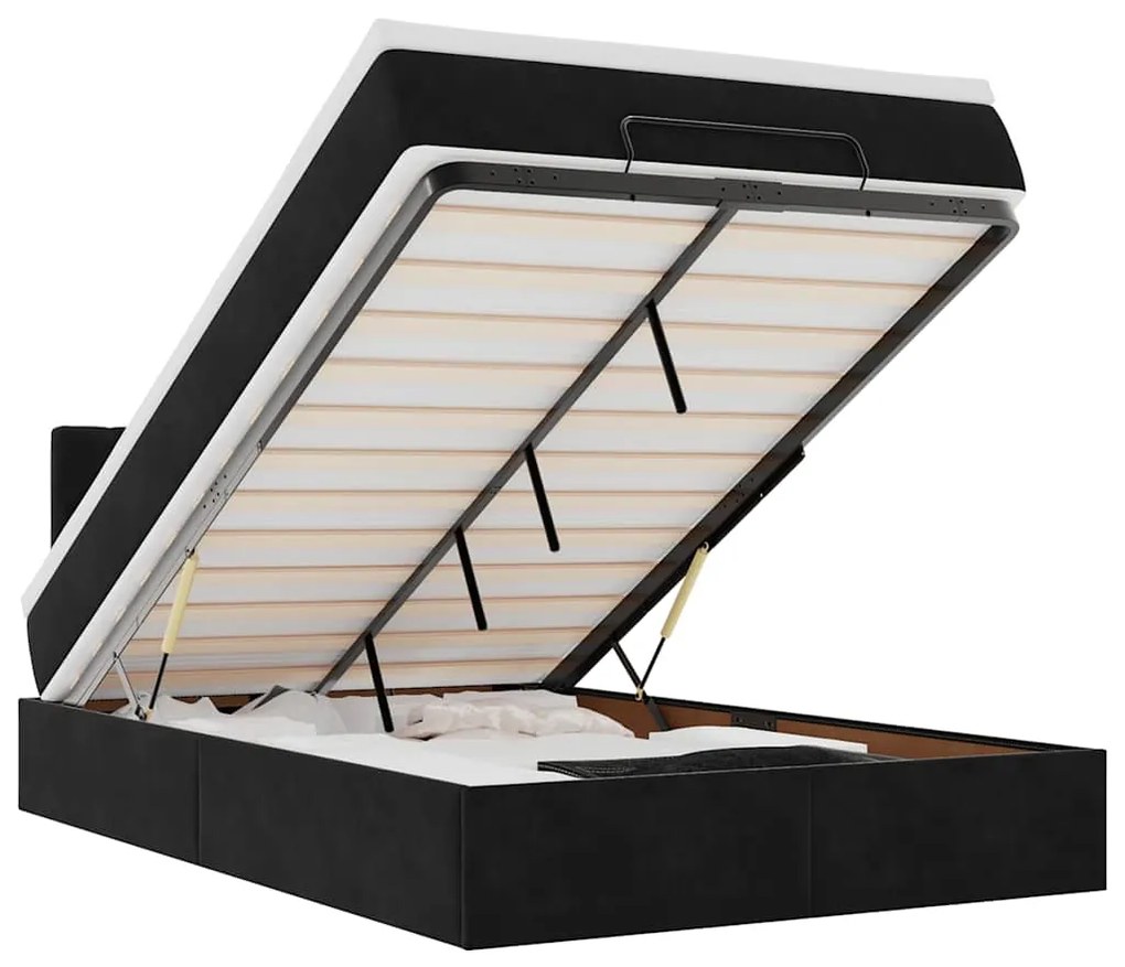 3312682 vidaXL Османска легло с матрак и LED, черно, 120x190 см, кадифе