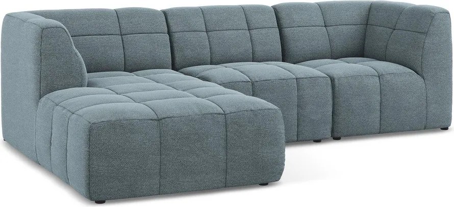 Син ъглов диван от прежда с примки от букле (ляв ъгъл) Aloha – Makamii