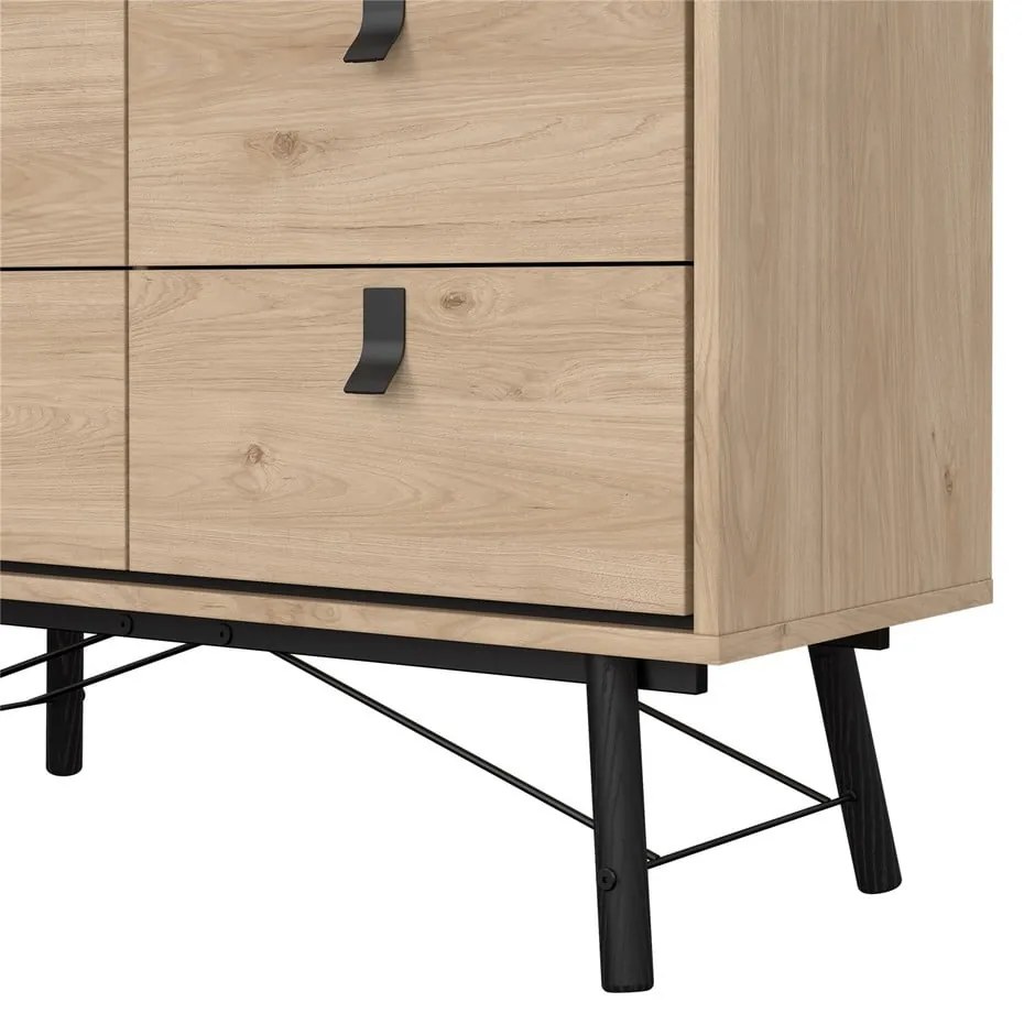 Нисък скрин с дъбов декор в естествен цвят 102x99 cm Ry - Tvilum