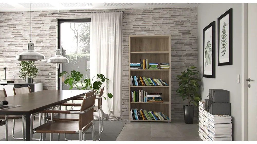 Модулна етажерка за книги в дъбов декор в естествен цвят 89x189 cm Prima - Tvilum