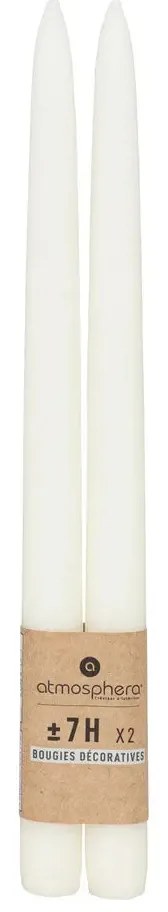 Свещи без аромат atmosphera Hugo, 30 cm, 2 бр - Слонова кост