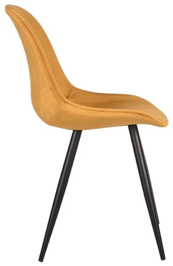 Кадифени трапезни столове в цвят горчица в комплект от 2 броя Capri - LABEL51