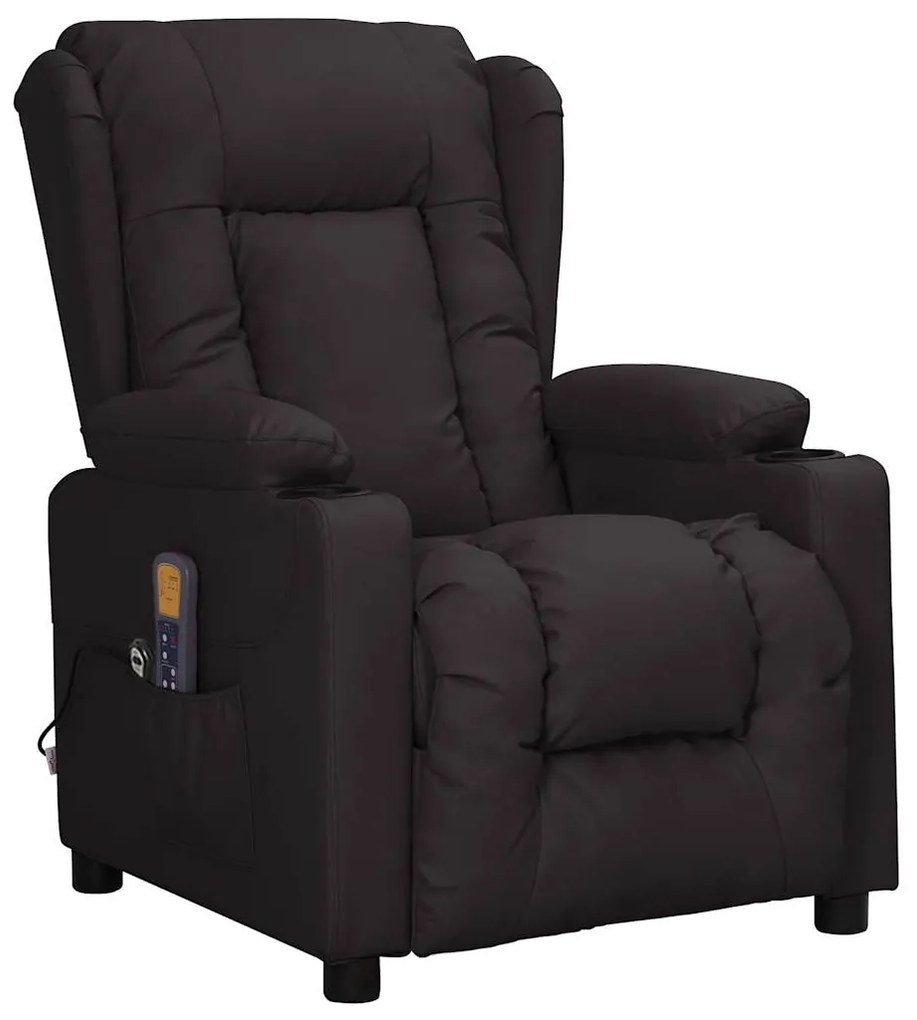 3093450 vidaXL Изправящ масажен стол, черен, изкуствена кожа