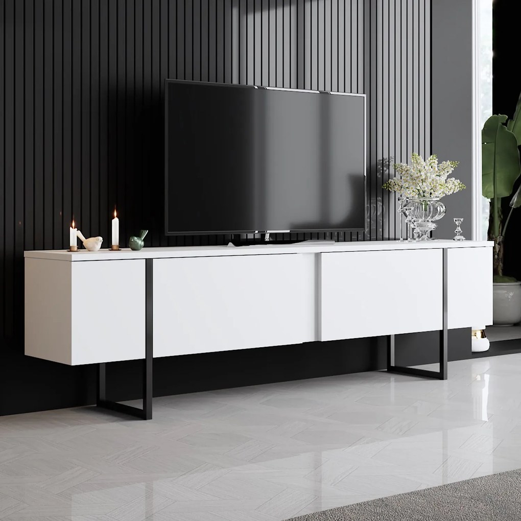 ТВ шкаф Luxe, цвят Бял Черен