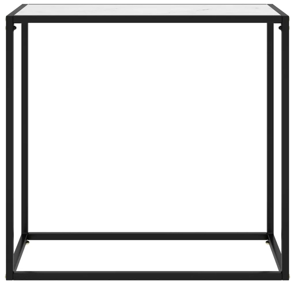 322809 vidaXL Конзолна маса, бяла, 80x35x75 cм, закалено стъкло