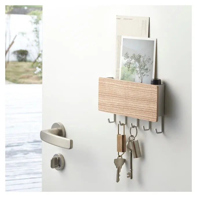 Бял стенен стелаж за ключове Rin - YAMAZAKI