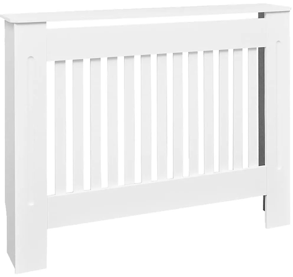 242189 vidaXL Бяла MDF декоративна решетка за отопляващ радиатор, 112 см