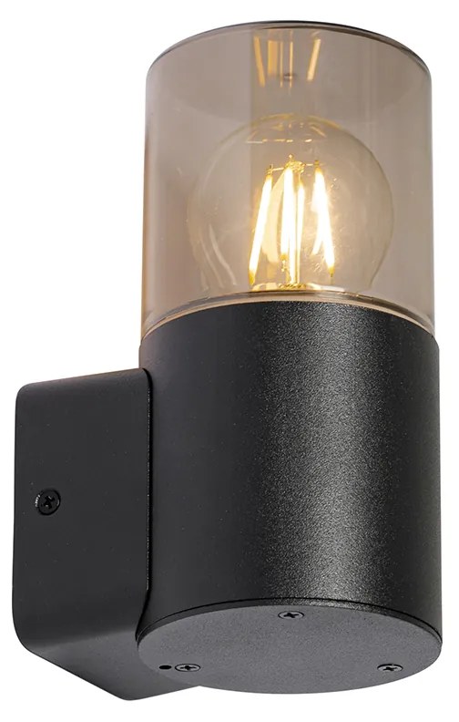 Модерна външна стенна лампа черна с опушен абажур IP44 - Odense