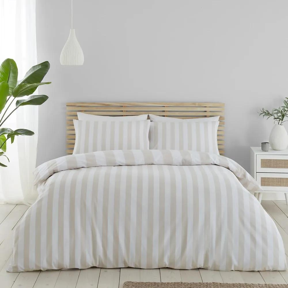 Бежово и бяло спално бельо за двойно легло 200x200 cm Cove - Catherine Lansfield